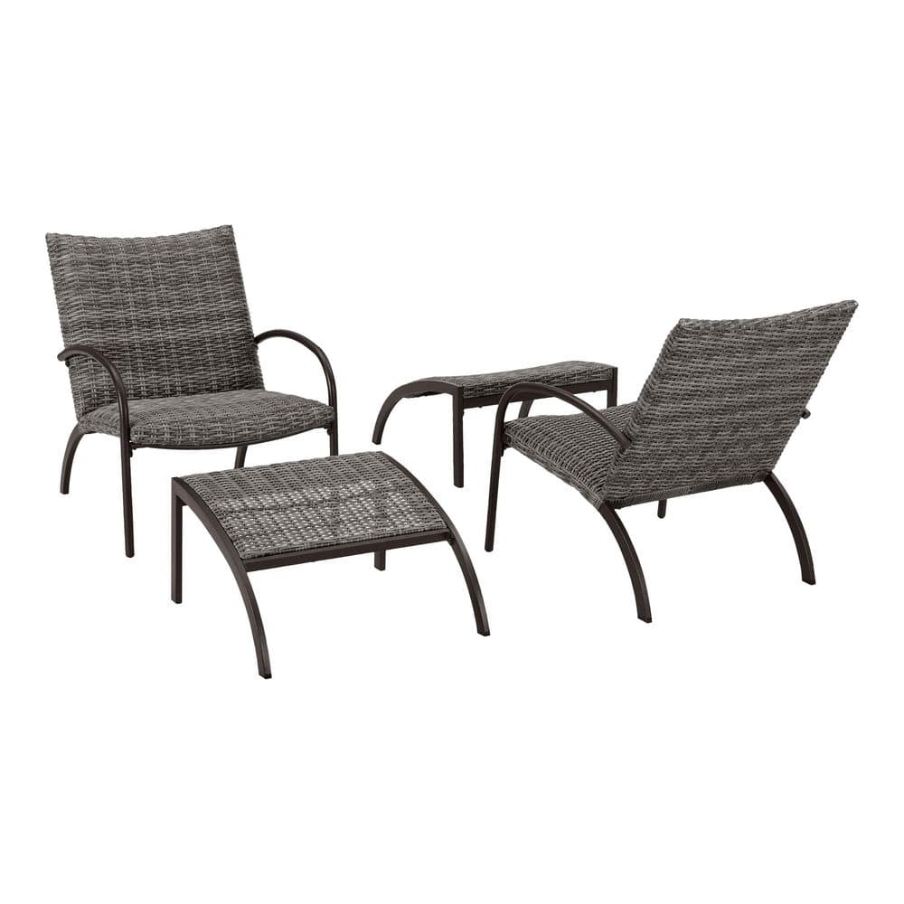 StyleWell Fairgrove Black Stationary Leisure Padded Wicker Outdoor Lounge Chair (2-Pack) DE22933+DE22934