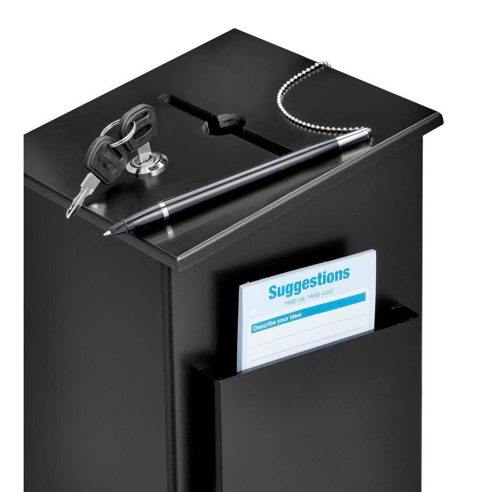 AdirOffice Squared Wood Locking Suggestion Box Black with Suggestion Cards 632-01-BLK-PKG