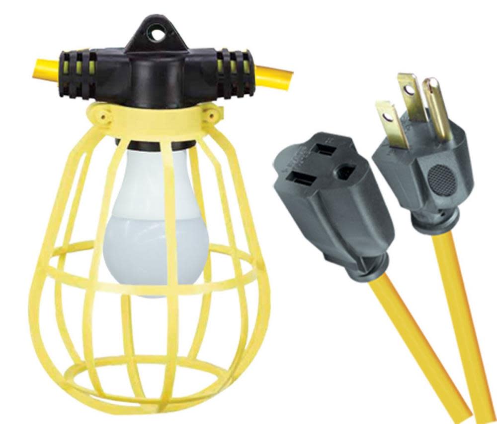 Voltec Light String 100and#8242; 14/3 SJTW with Plastic Shades and 5-15 Receptacle