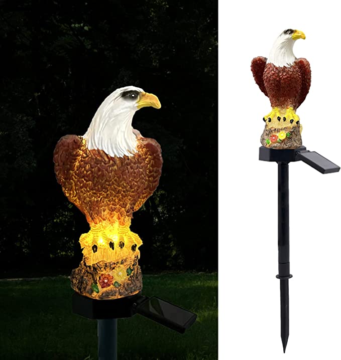 (Last Day Promotion-SAVE 65% OFF)Resin Eagle Solar Power Waterproof LED Warm Lights With Pilings(2 PCS/SET)-BUY 2 GET 10% OFF & FREE SHIPPING