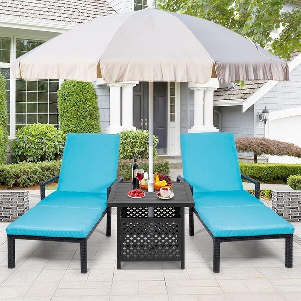 AECOJOY 22'' x 22'' Outdoor Side Table with Umbrella Hole (1.58”)