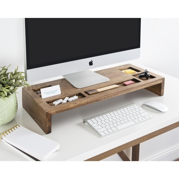 Kate And Laurel Briggs Desktop Wood Monitor Stand