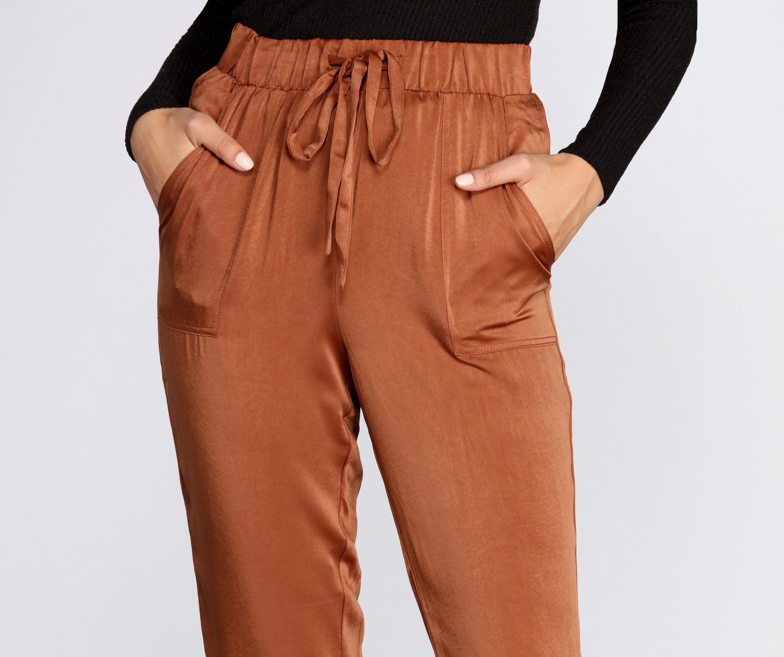 High Waist Satin Joggers