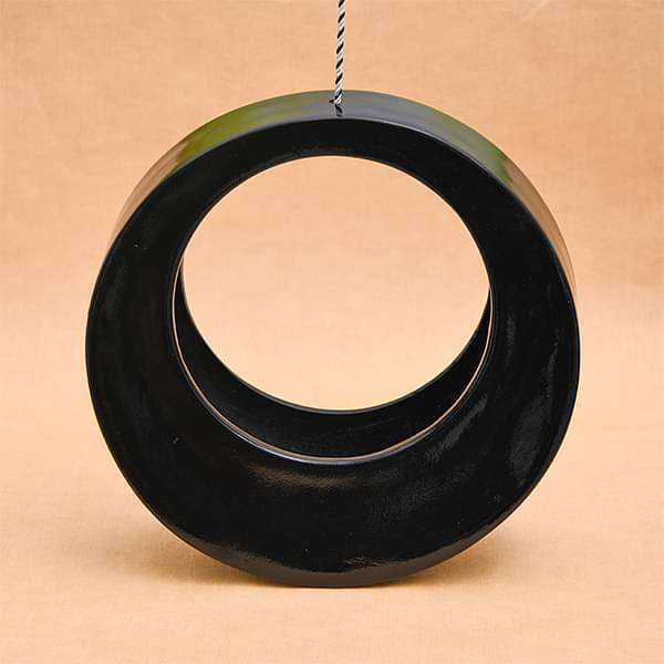 15 inch (38 cm) SML-014 Moon Fiberglass Planter (Black)