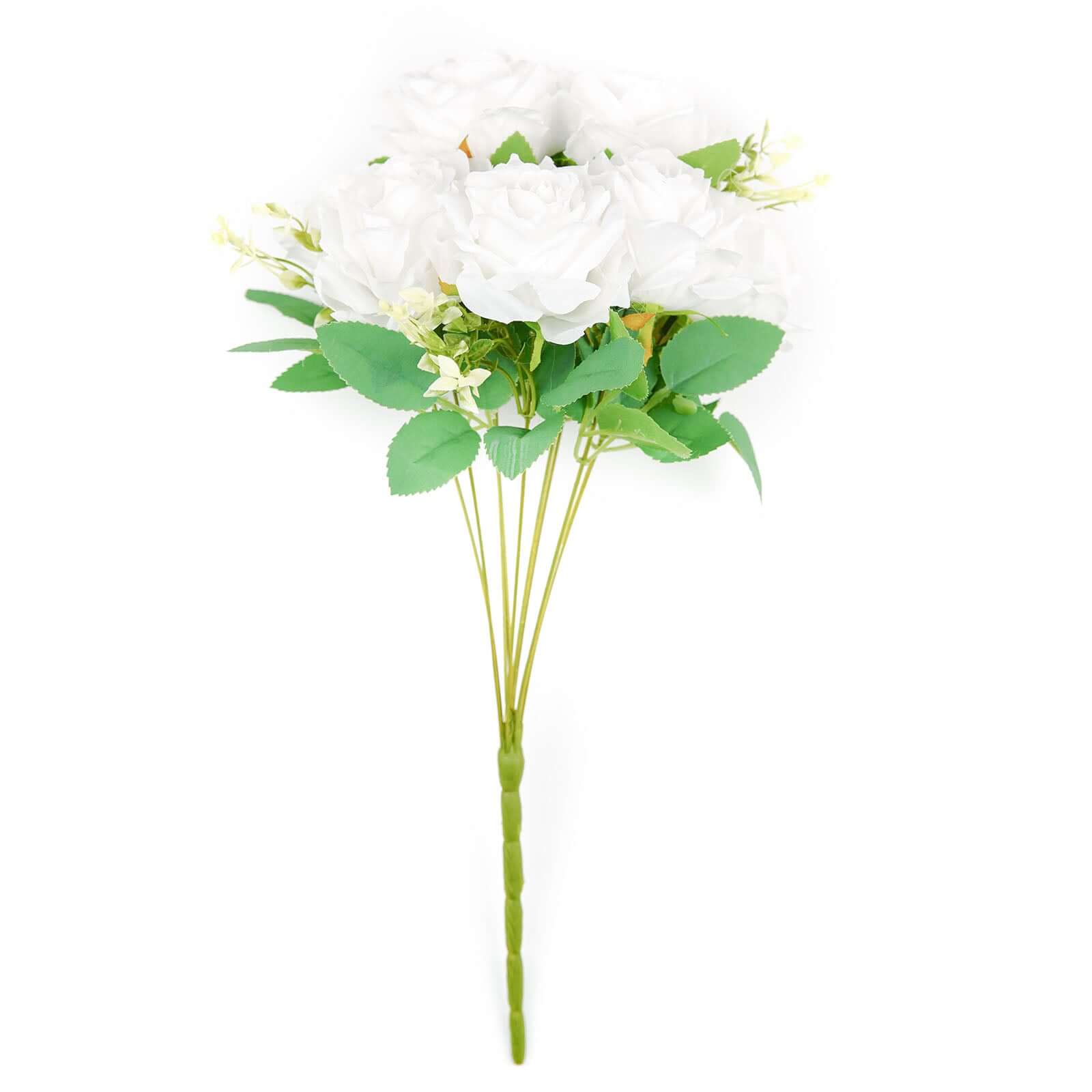 2 Bushes White Artificial Silk Rose Flower Arrangements, Real Touch Long Stem Flower Bouquet 18