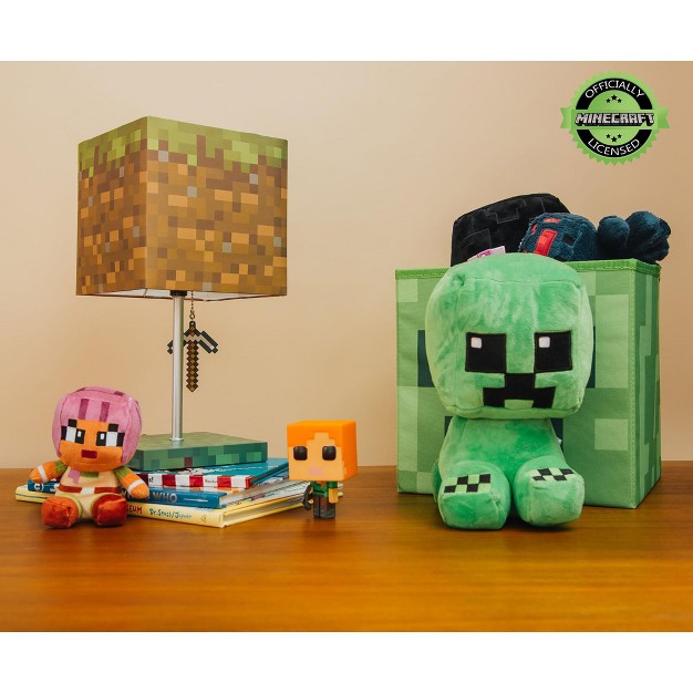 Ukonic Minecraft Grass Block Desk Lamp With Pickaxe 3d Puller 14 Inches Tall