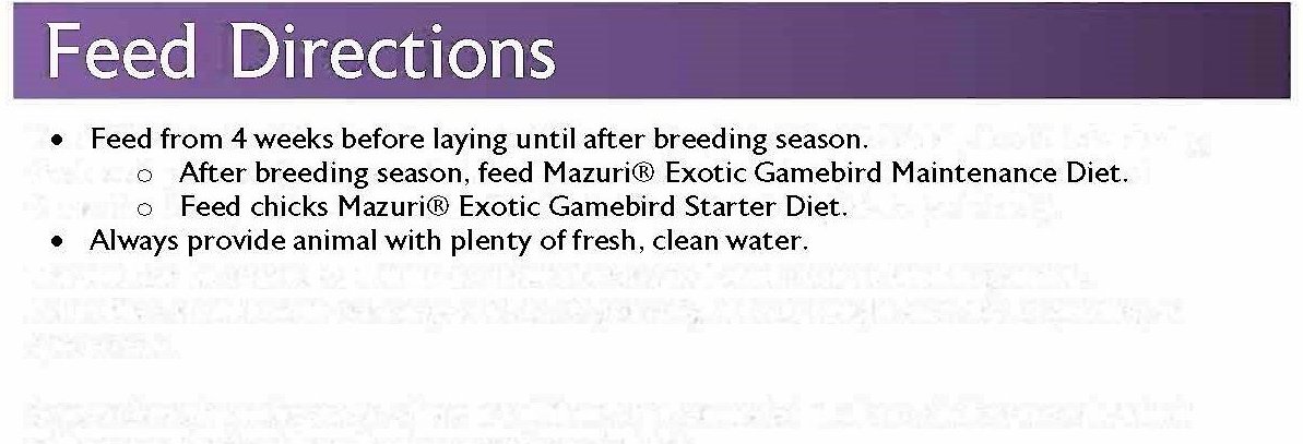 Mazuri Exotic Gamebird Breeder Food， 40-lb box