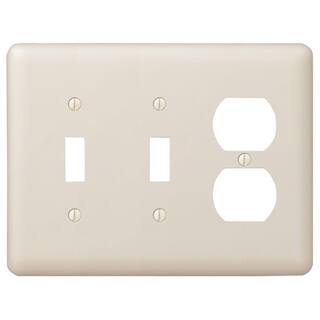 AMERELLE Declan 3 Gang 2-Toggle and 1-Duplex Steel Wall Plate - Almond 935TTDAL