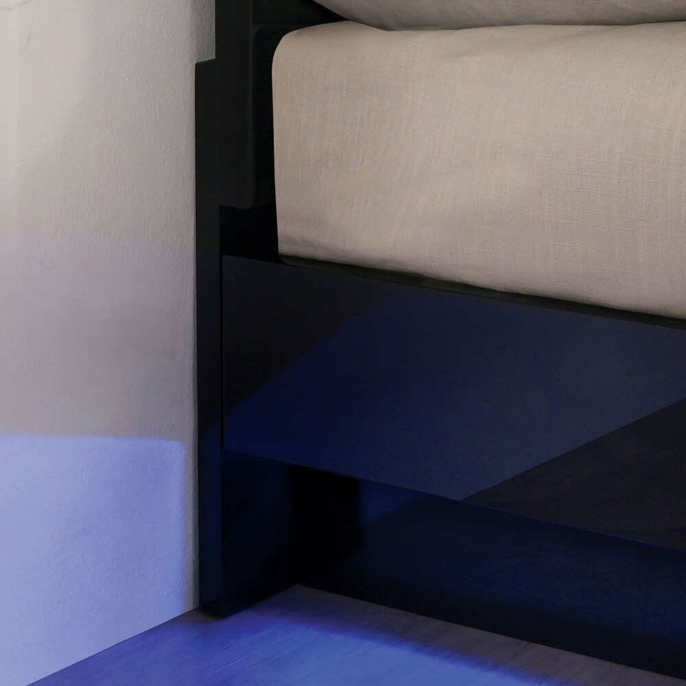 Benvolio Contemporary Black LED Light Panel Bed by Furniture of America