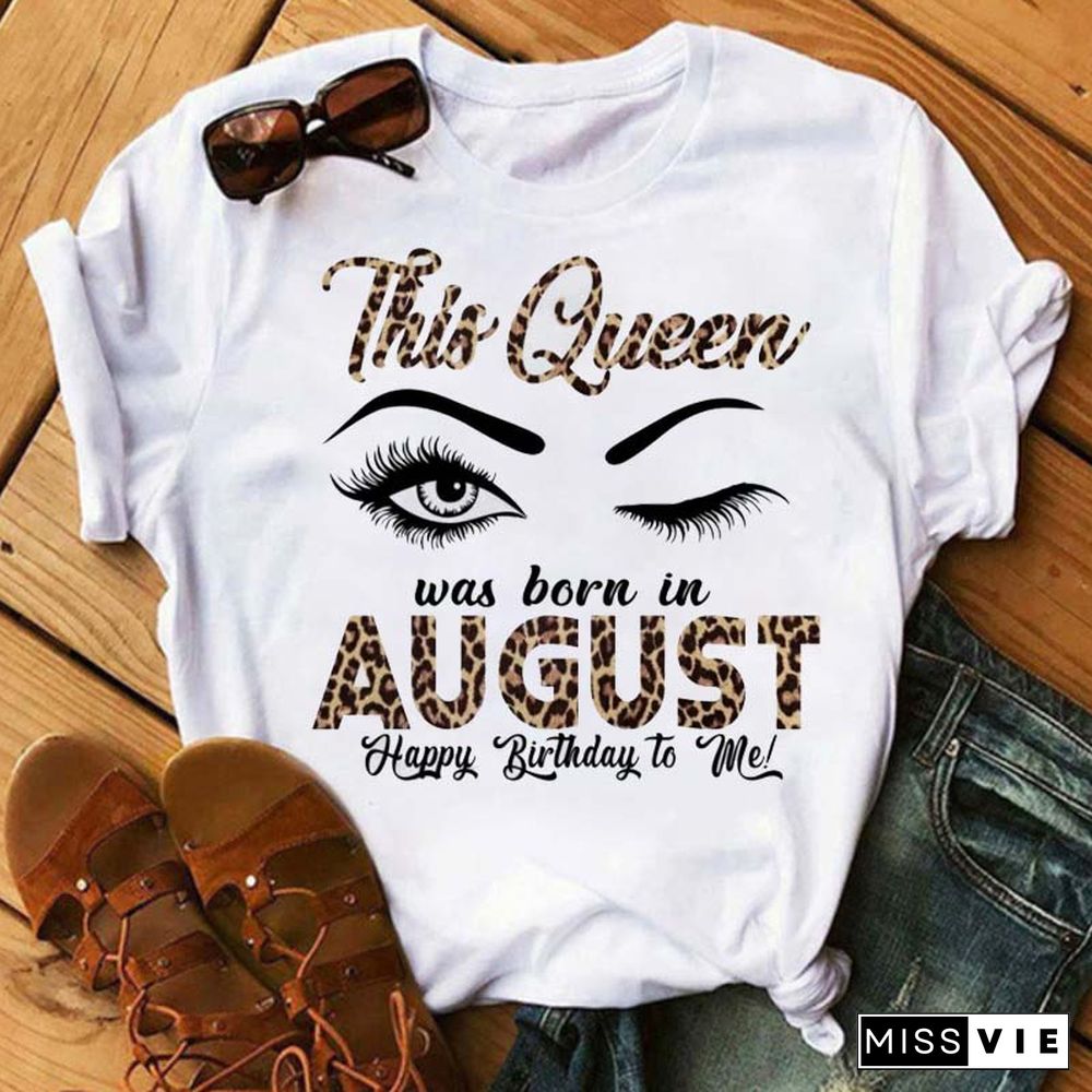 Maycaur New Fashion Birthday Tshirts Leopard Eyes Graphic Printed Women Black T-shirt Short Sleeve Ladies Tops Tee Birthday Gift