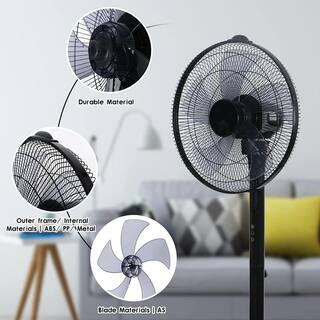 Aoibox Simple Deluxe Oscillating 14 .5 in. Adjustable 12-Speeds Pedestal Stand Fan with Remote Control 9-Hours Timer Black SNMX2863