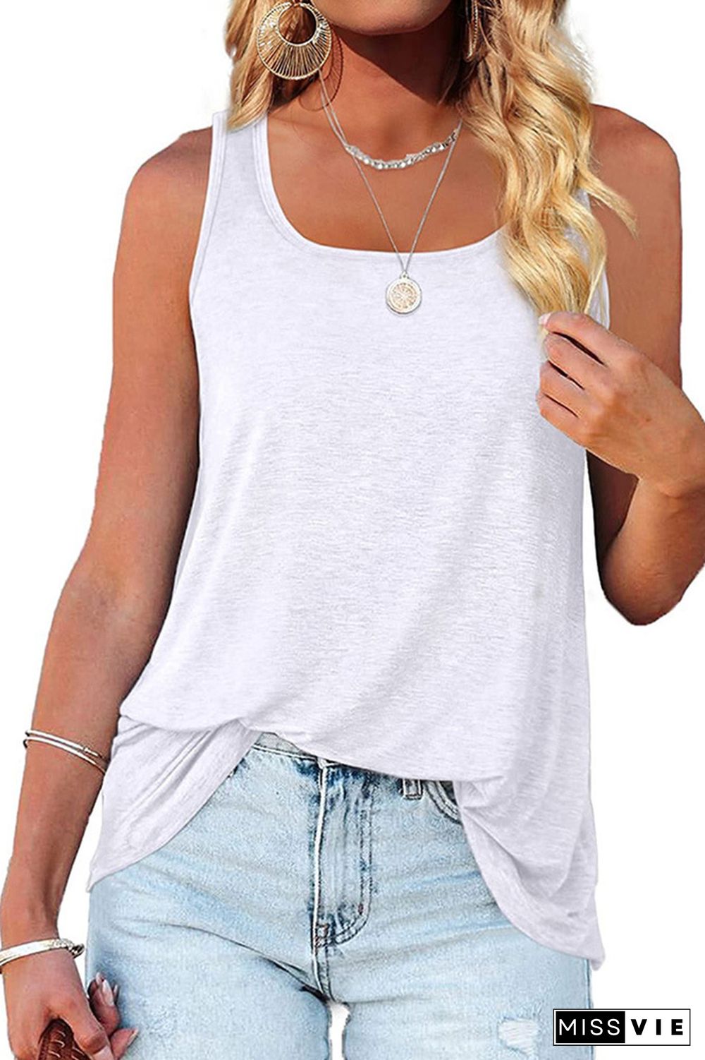 Plain Square Neck Jersey Tank Top