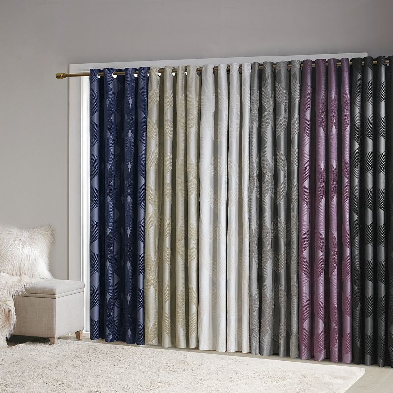 SunSmart Abel Ogee Knitted Jacquard 100% Blackout 1 Window Curtain Panel