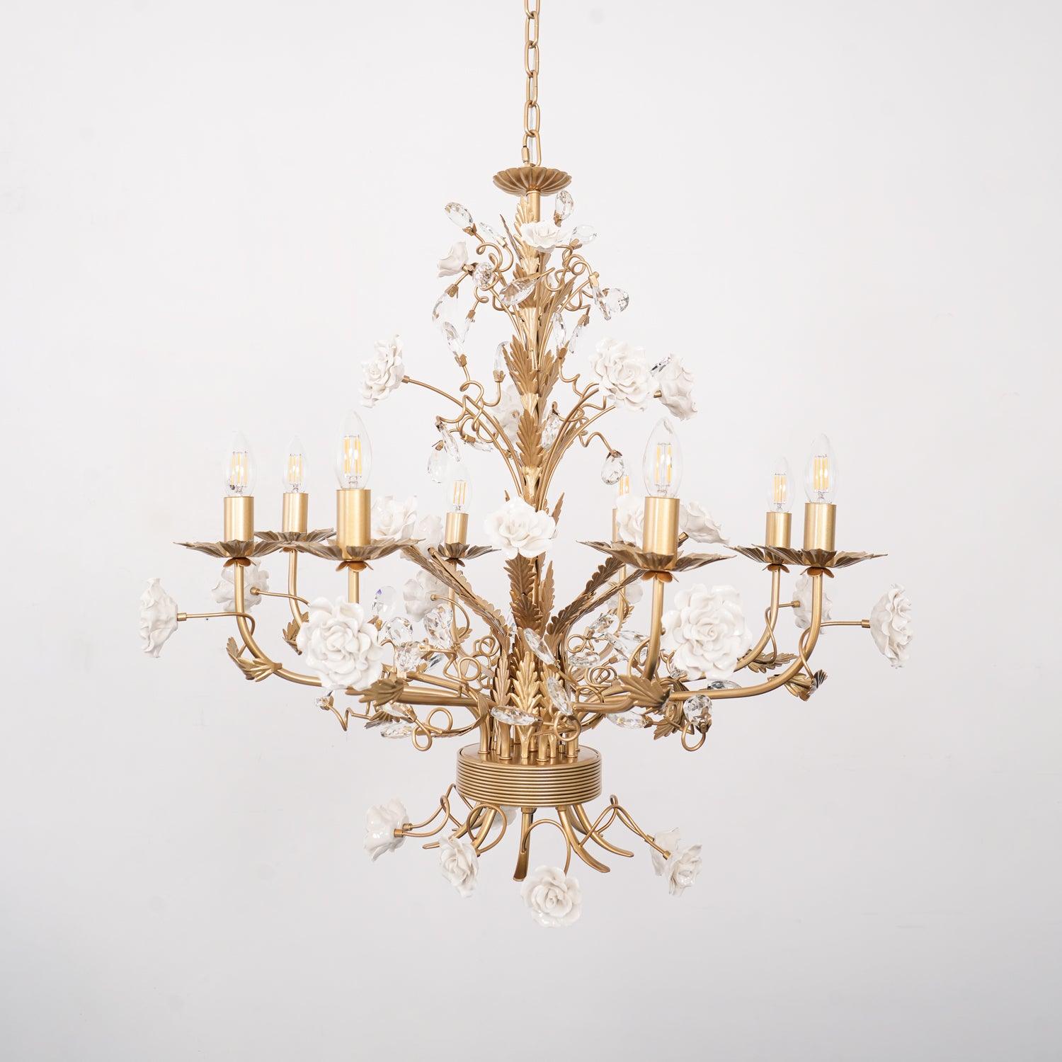 White Rose Crystal Chandelier