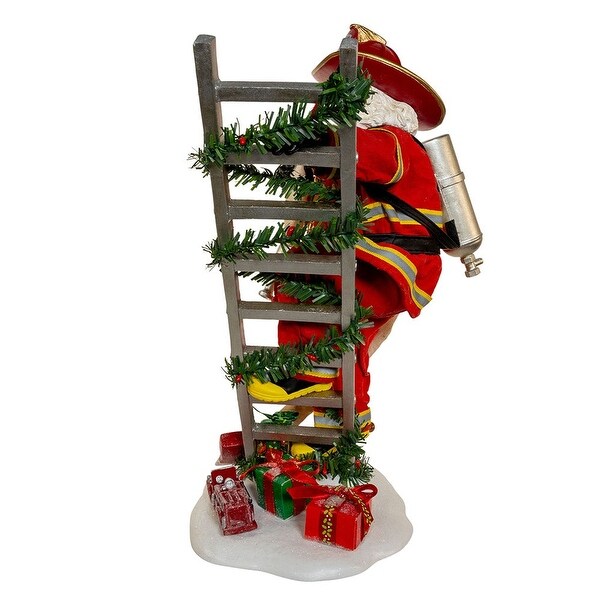 Kurt Adler 11.5Inch Fabriché Fireman Santa On Ladder