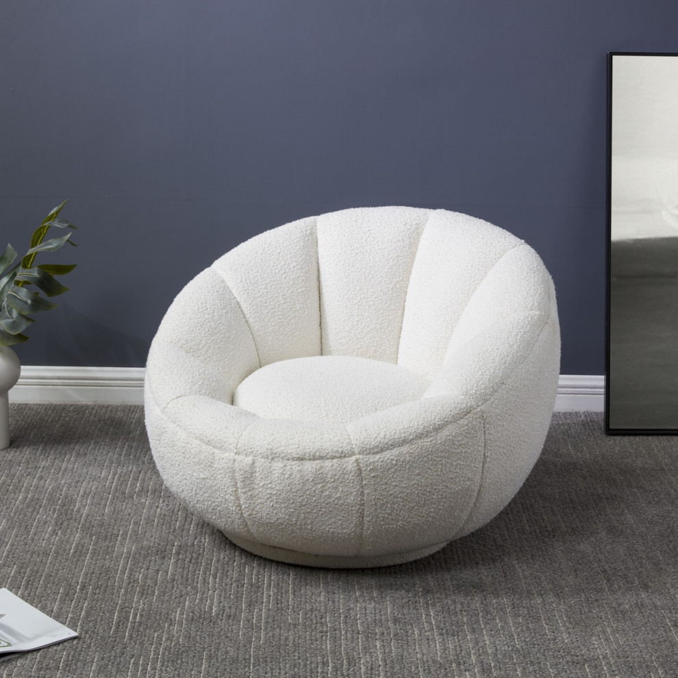 Safavieh Couture Evarose Boucle Swivel Chair Ivory   Contemporary   Armchairs And Accent Chairs   by Safavieh  Houzz