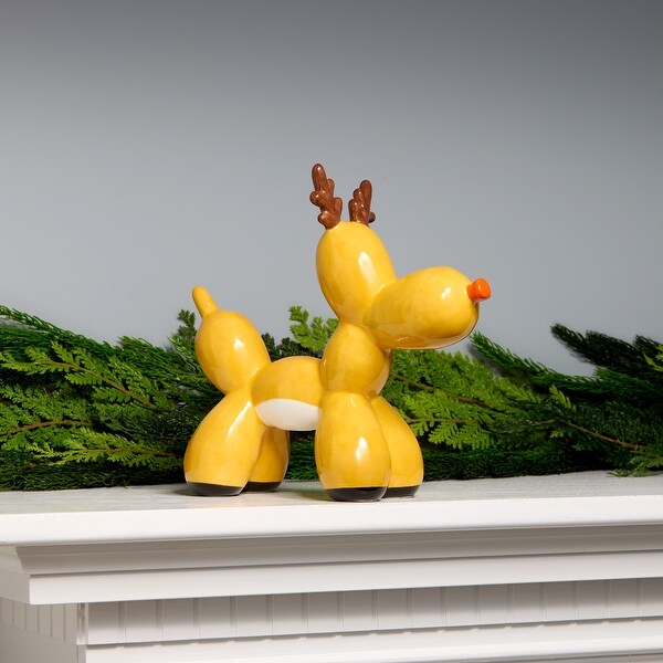 National Tree Company 8.5 in. Christmas Reindeer Balloon Dog Figurine Indoor Decoration，Brown