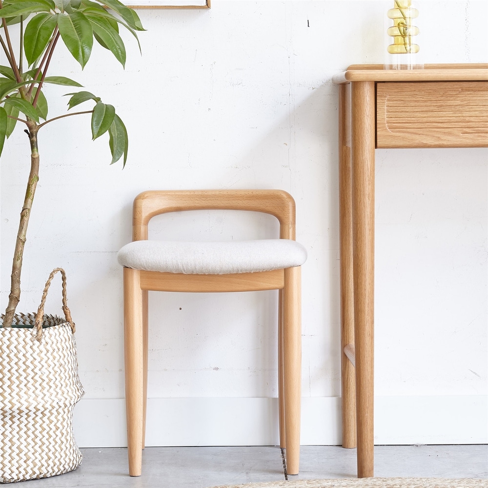 Natural Beech Wood Make Up Stool Bed Bench for Dining Room Bedroom