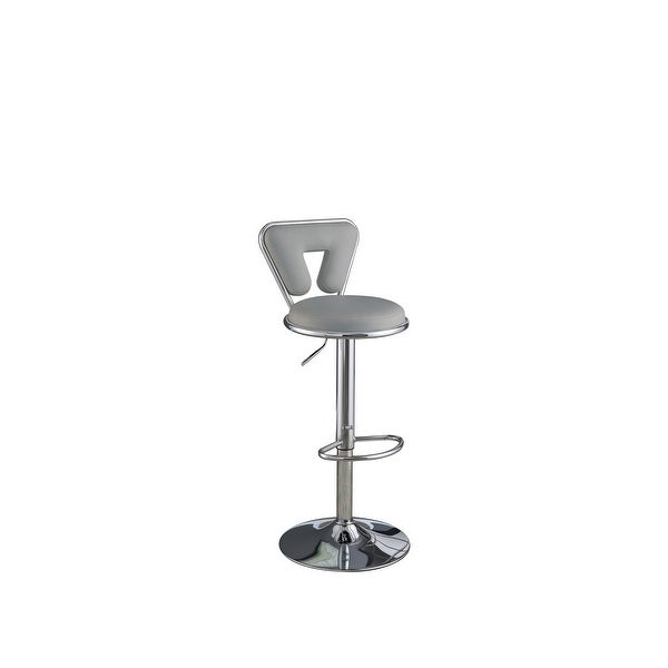 Adjustable Bar stool Gas lift Chair Faux Leather Chrome Base metal frame Modern Stylish Set of 2 Chairs