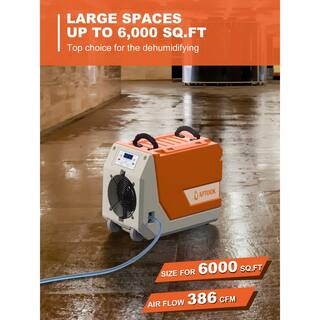 Runesay 180 pt. 6000 sq.ft. Auto Defrost Industrial Commercial Dehumidifier in. OrangesPeaches with Pump for Large Space DHOXR180B7121