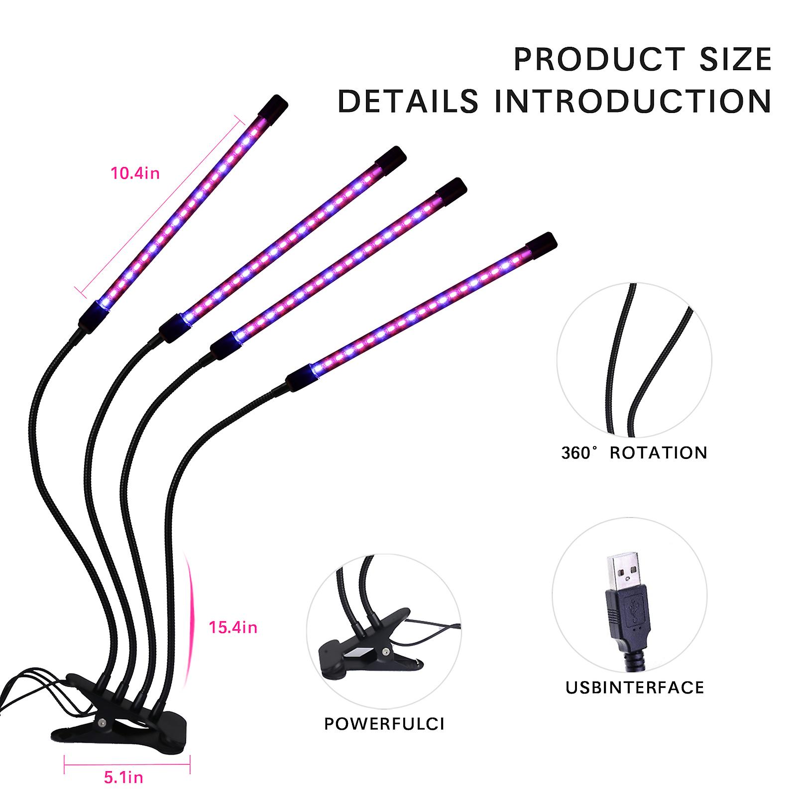 Type 4 40w 80leds Grow Light With Blue Red Light Bulbs 3/9/12h Timer 9 Brightness Leves For Indoor Plant Seedlings Sunlike Full Spectrum Adjustable Go