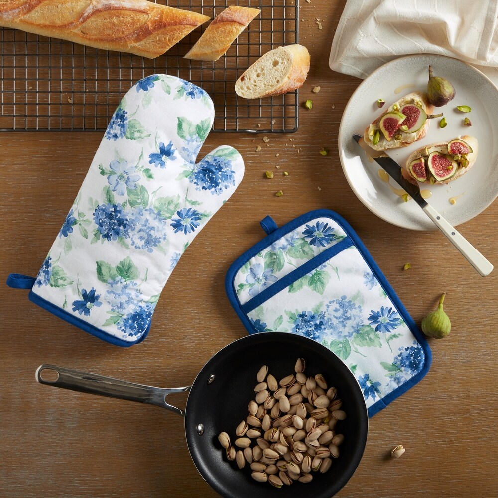 Martha Stewart Amber Floral Oven Mitt   Pot Holder Set 2 Pack   OM: 7\