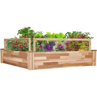 JUMBL Raised Garden Bed 48 in. x 48 in. x 10 in. Elevated Canadian Cedar Wood Herb Garden planter JUM104848