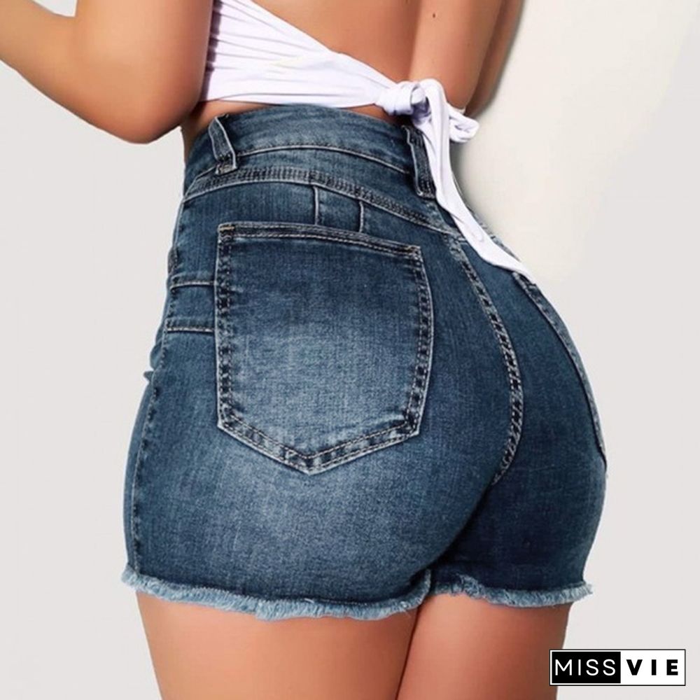 Summer Shorts Women Fashion Jeans Short New Denim High Waist Shorts Hot Shorts Washed Jeans Summer Short Pants 3XL