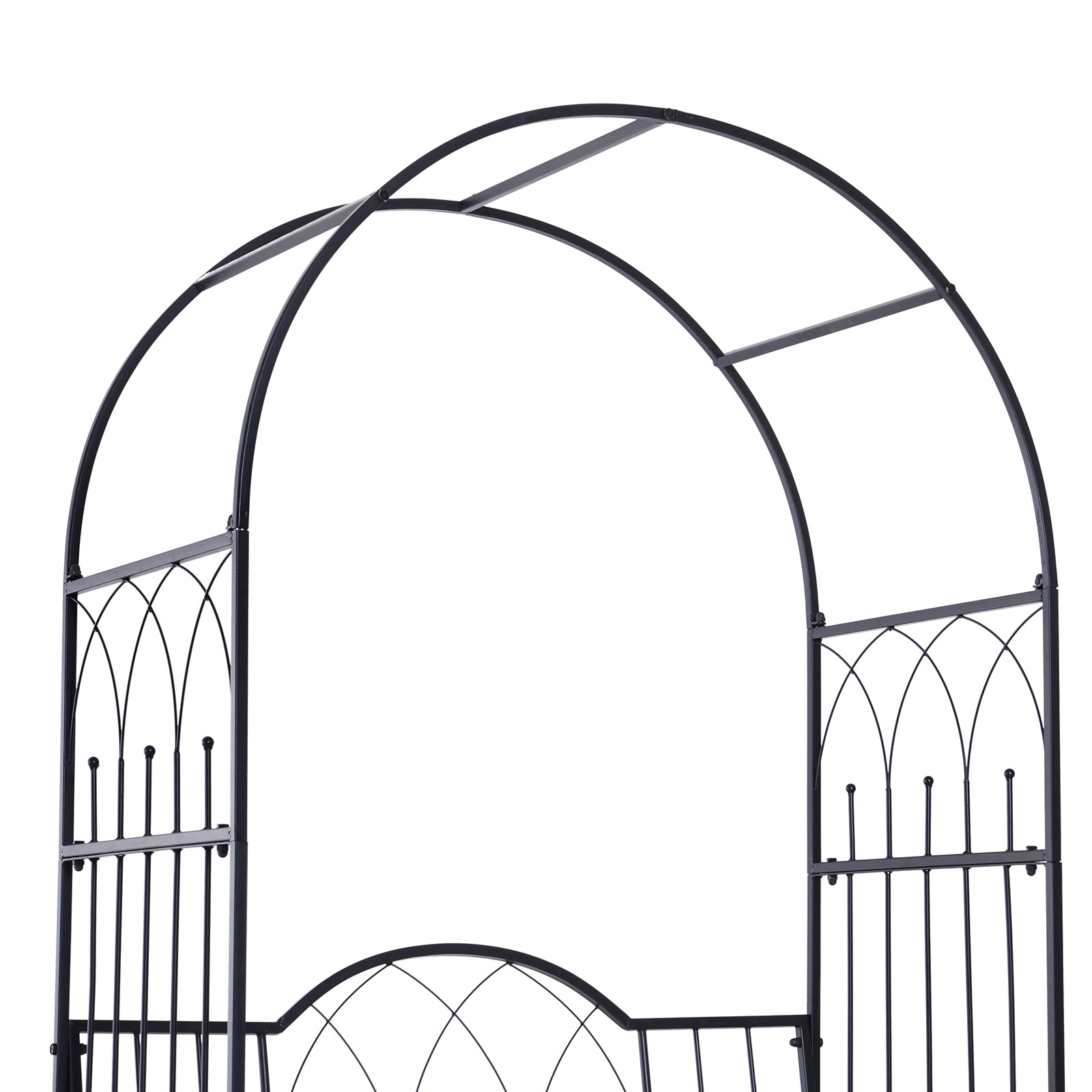 43” Steel Metal Outdoor Garden Arbor Arch with Bench Seat - Black