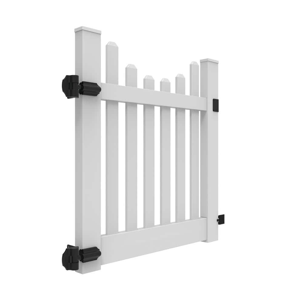 Barrette Outdoor Living Kettle Scallop 4 ft. W x 4 ft. H White Vinyl Un-Assembled Fence Gate 73014759