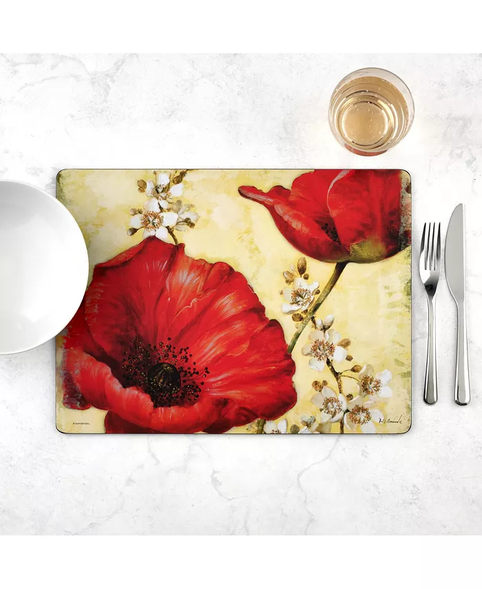 Pimpernel Red Poppy Blossoms Placemats Set of 4