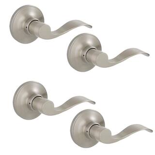 ESSENTIALS by Schlage Millstreet Satin Nickel Passage HallCloset Door Handle (4-Pack) V10 V MST 619 4PK