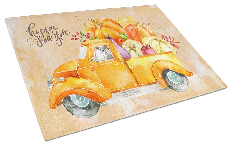 Fall Harvest Italian Greyhound Glass Cutting Board Large   Farmhouse   Cutting Boards   by the store  Houzz