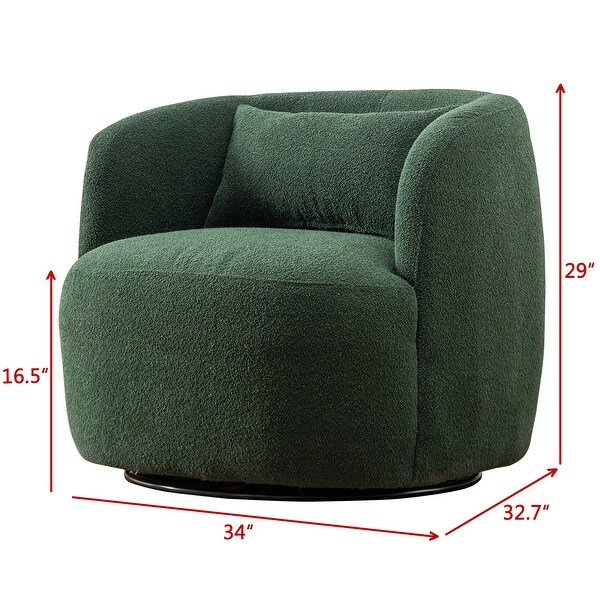 Poly Blend Boucle Fabric Upholstered Swivel Armchair