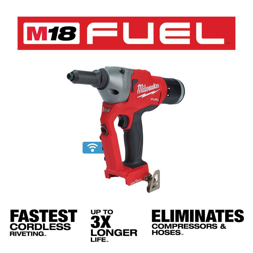 MW M18 FUEL ONE-KEY 18-Volt Lithium-Ion Cordless Rivet Tool w3.0 ah Battery 2660-20-48-11-1835