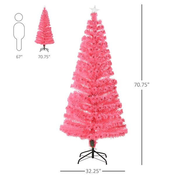 HOMCOM 6 ft. Prelit Artificial Christmas Tree with Stand，Colored Christmas Tree