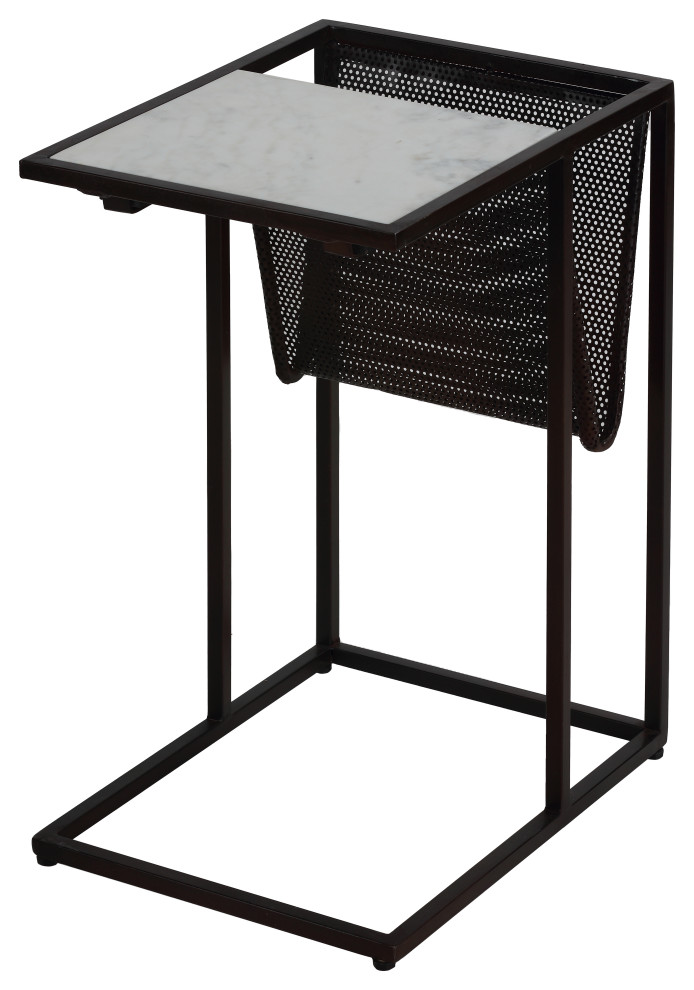 Bare Decor Maggi Magazine Rack Table  Black Metal With Marble   Transitional   Side Tables And End Tables   by CozyStreet  Houzz