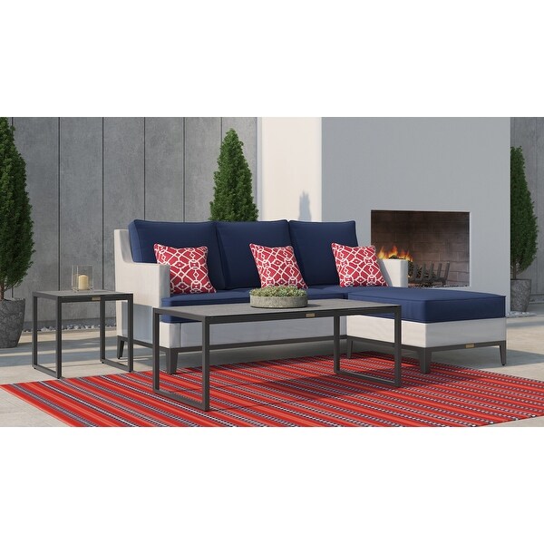 Tommy Hilfiger Hampton Outdoor Coffee Table with Natural Gray Pebbled Glass