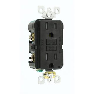 Leviton 15 Amp 125-Volt Duplex SmarTest Self-Test SmartlockPro Tamper Resistant GFCI Outlet Black R95-GFTR1-0KE