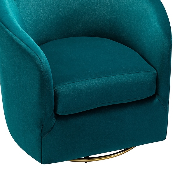 Eleuterio Modern Velvet Curved Swivel Accent Barrel Chair with Metal Base by HULALA HOME