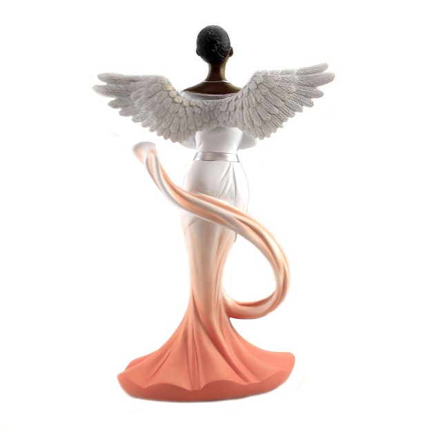 Black Art Angel With Orange Sash One Figurine 11 75 Inches Prayer Wings Religious 17764 Polyresin Orange