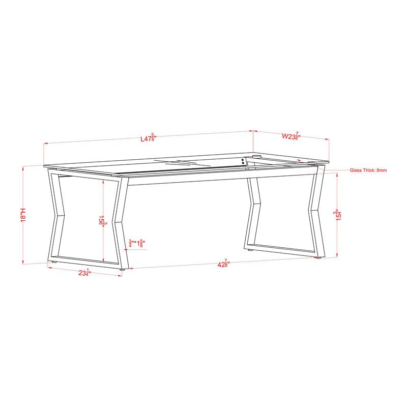 Furniture of America Syann Contemporary Glass Top Coffee Table in Chrome