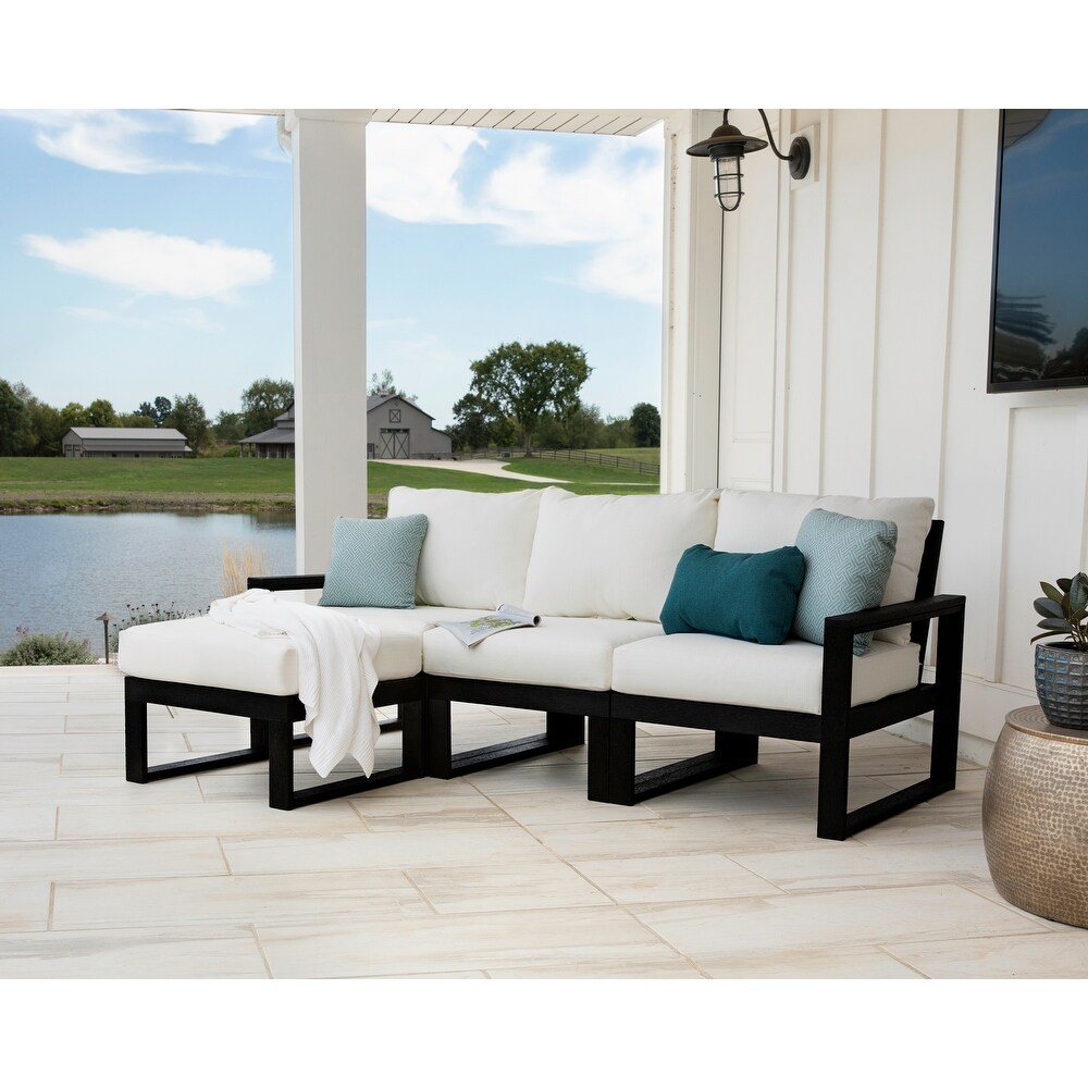 POLYWOOD EDGE 4 Piece Modular Deep Seating Set with Ottoman