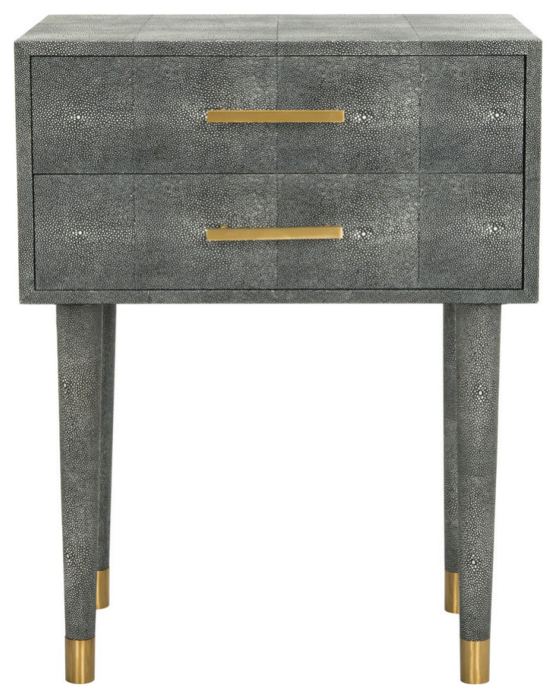 Landis Faux Shagreen End Table  Black   Midcentury   Side Tables And End Tables   by Rustic Home Furniture Deco  Houzz