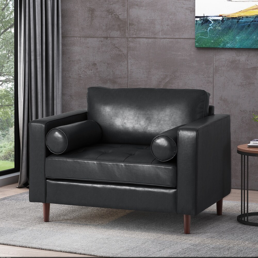 Malinta Contemporary Faux Leather Tufted Club Chair by Christopher Knight Home