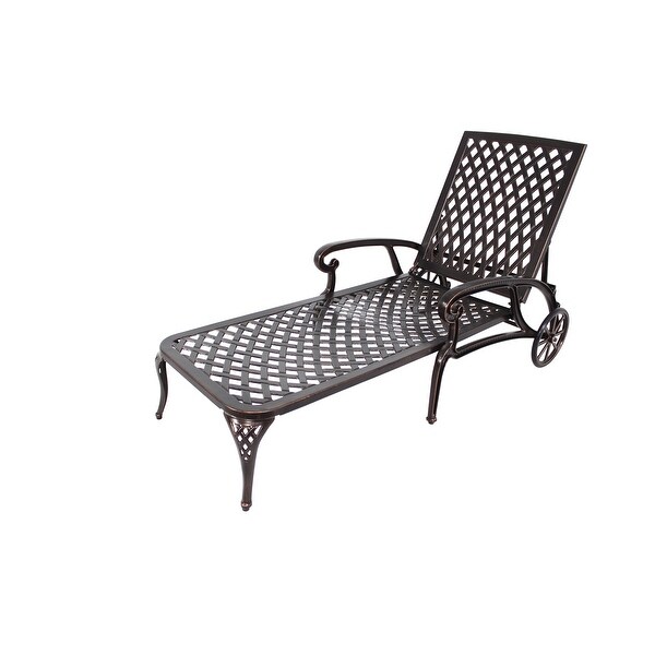 3-Piece Aluminum Reclining Outdoor waterproof Chaise Lounge with Wheels And Table