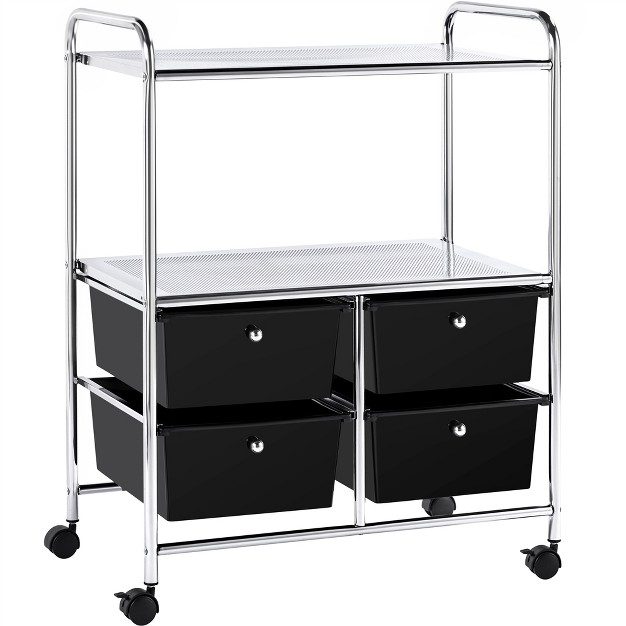 Yaheetech 4 drawer amp 2 shelf Rolling Storage Cart With Wheels black