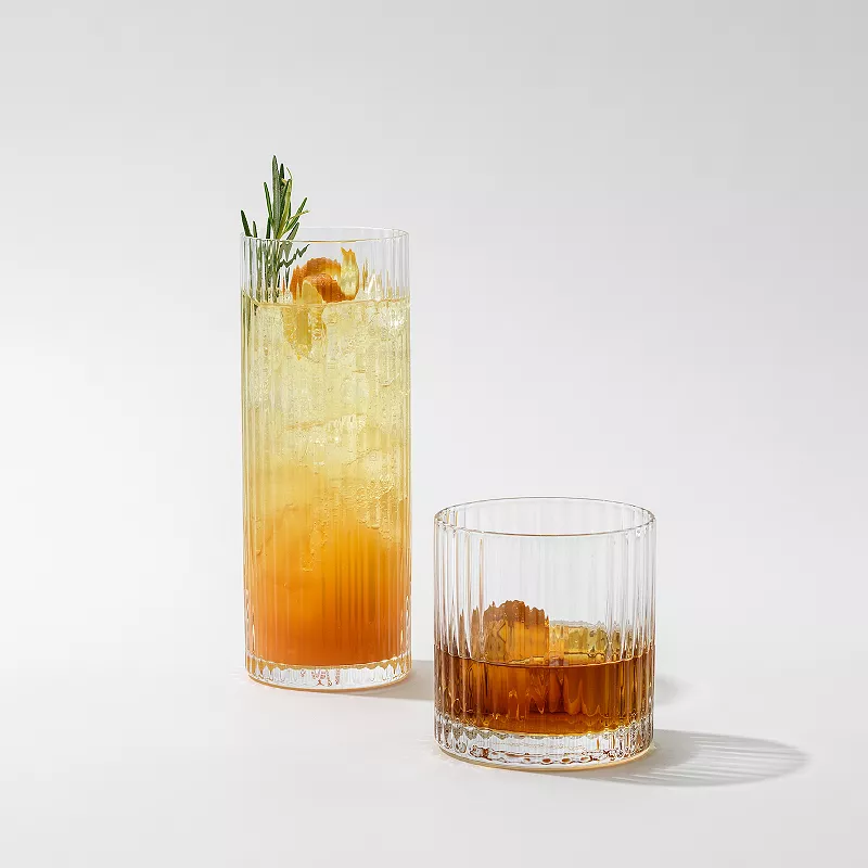 JoyJolt 2-Pack Elle Fluted Double Old Fashioned Whiskey Glasses