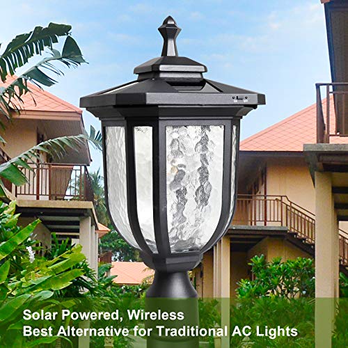 KMC LIGHTING ST4322Q-A Solar Post Light Solar Powered Lamp Post Light Post Solar Light Outdoor Fabulously Bright 120 LUMENS Made of Aluminum die-Casting and Glass with 3 inches Post Adaptor