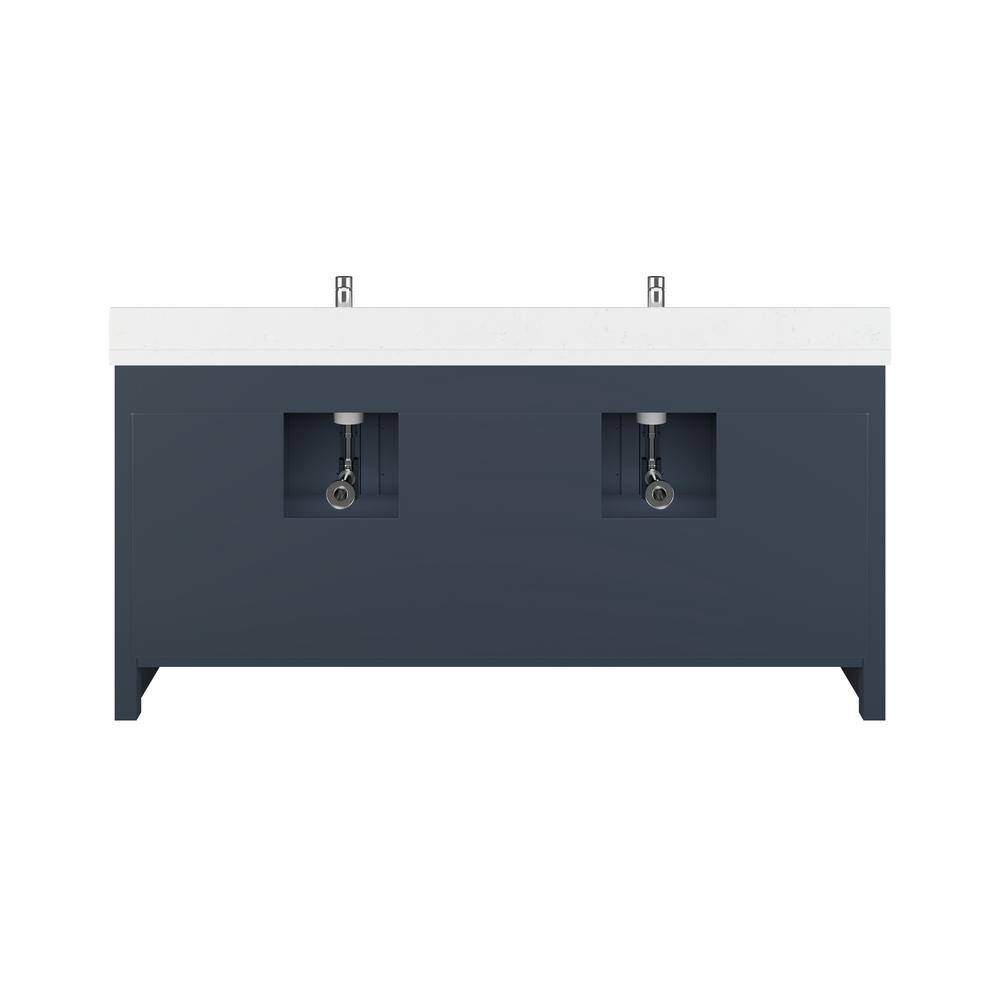 Studio Bathe Calais 75 in. W x 22 in. D Vanity in Pepper Gray with Solid Surface Vanity Top CALAIS 75 PG-SSC